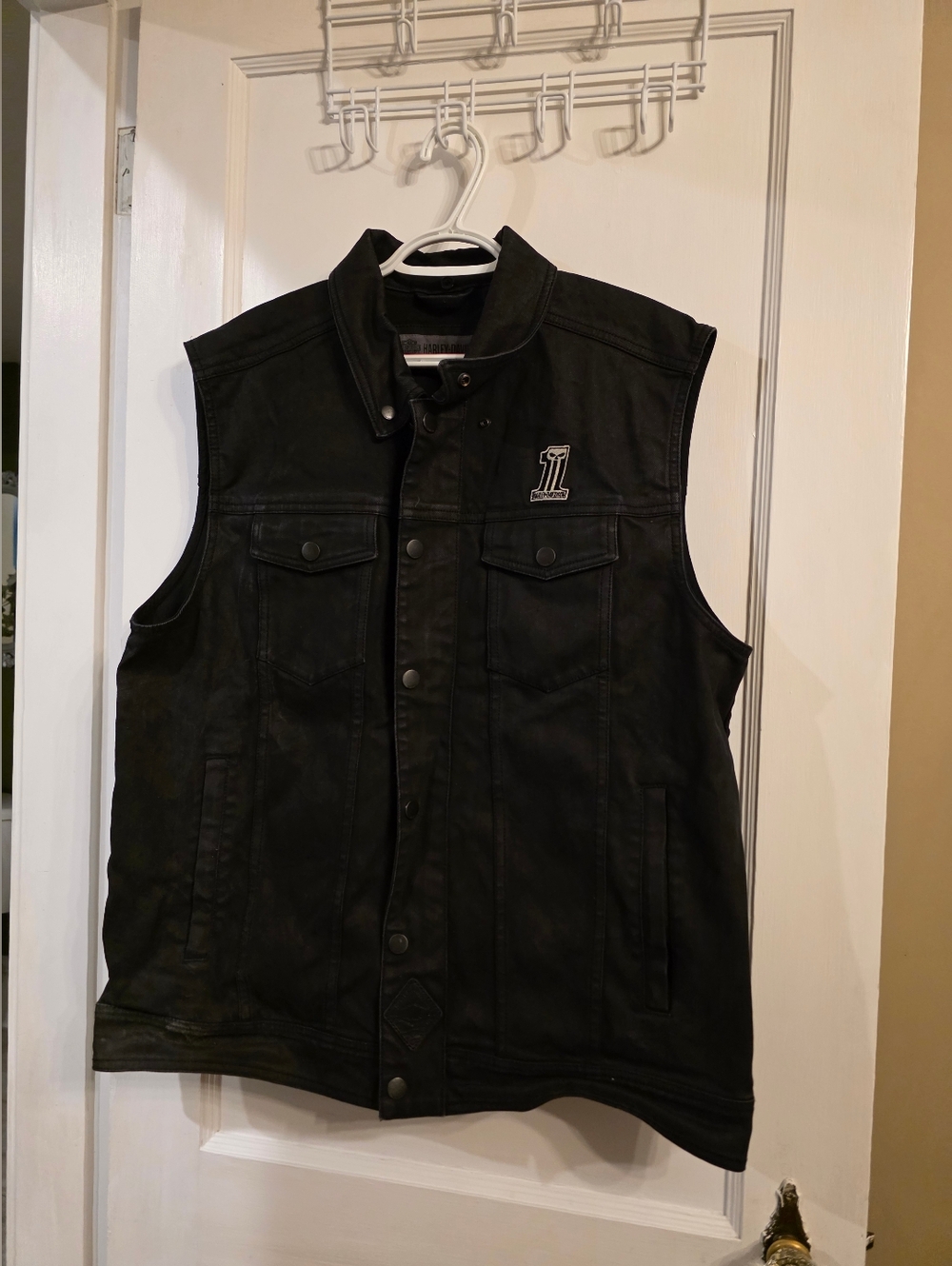 Harley-Davidson Black Sleeveless Denim Vest with '1' Patch